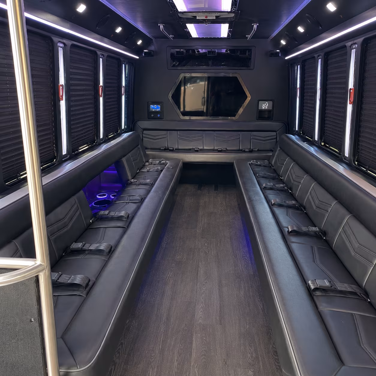 irvine 18 passenger party bus interior