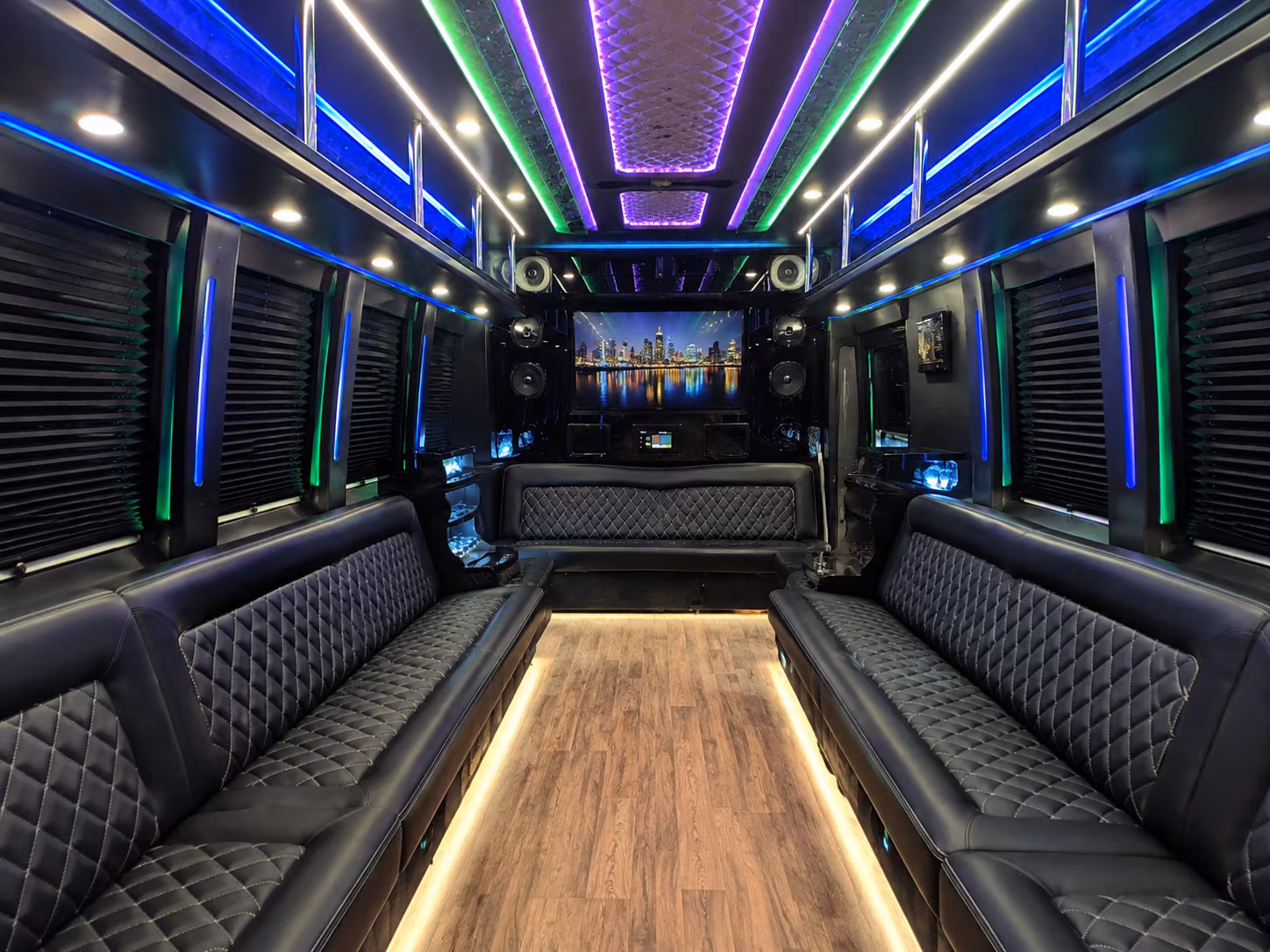 irvine 25 passenger party bus interior