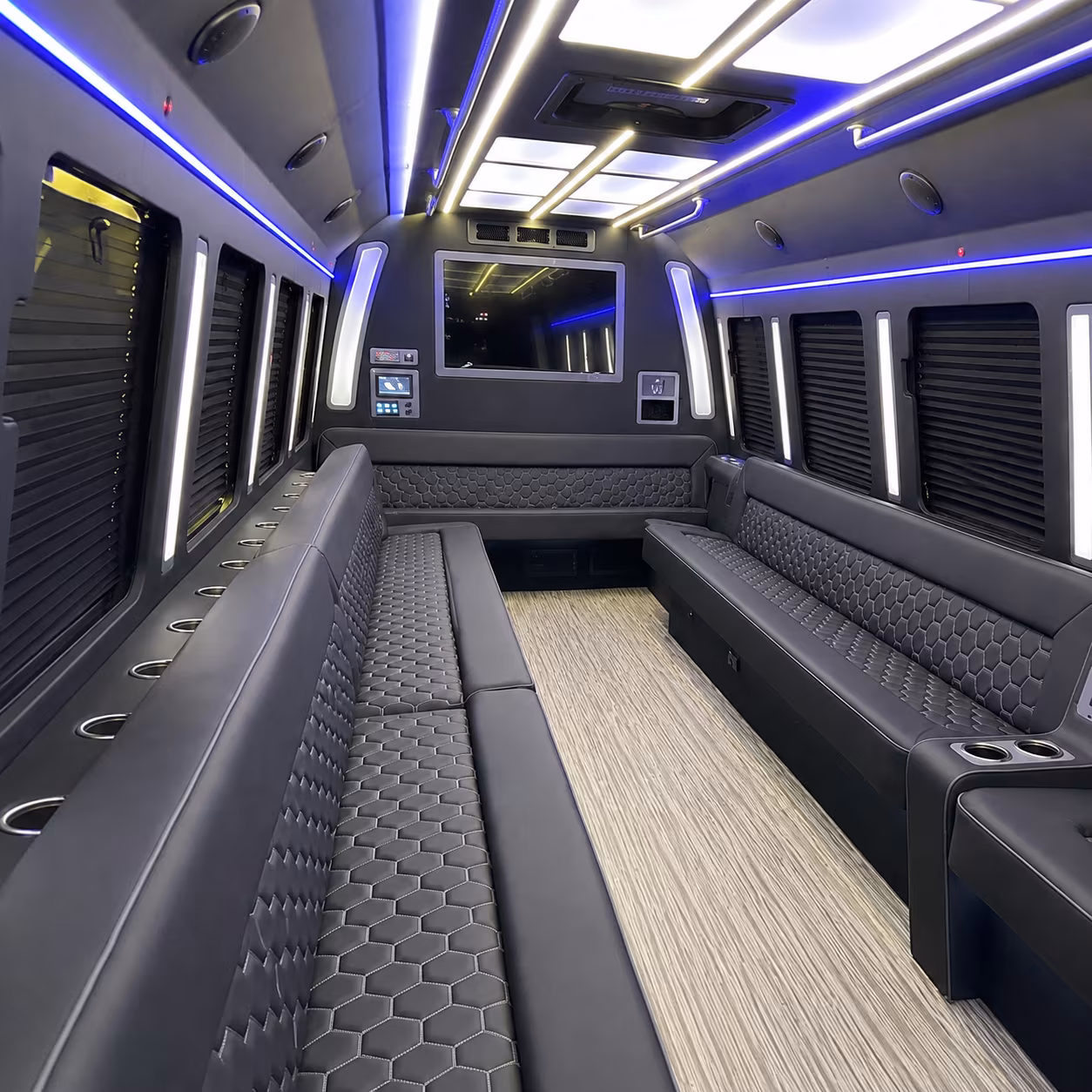 irvine 40 passenger party bus inside