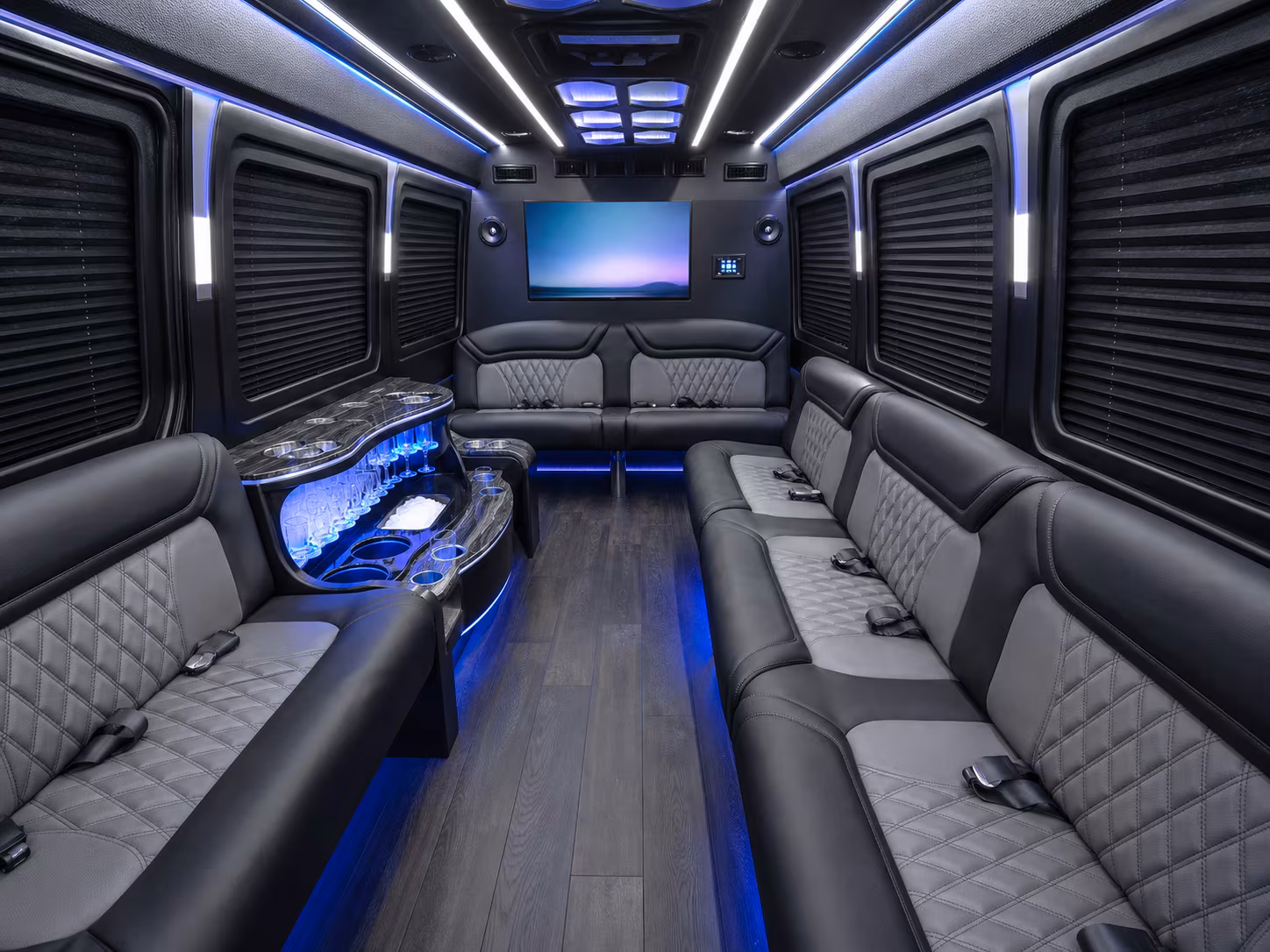 irvine 40 passenger party bus interior